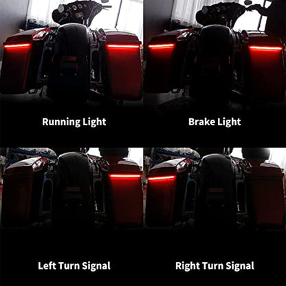 LED Saddlebag Lights Fit for Harley Touring Road Glide Street Glide Electra Glide 2014–2024 Running Brake Tail Turn Signal Lamp Sequential Rear Strip - color: Beige Lens