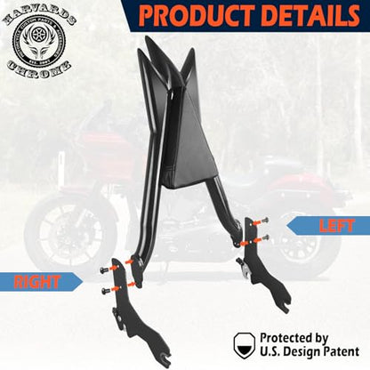 Custom 26”Tall Adjustable Sissy Bar Docking for Harley Davidson 2018-Later Low Rider Models Lowrider ST FXLR FXRST FXLRS FXLRST Sport Glide FLSB Dyna Gloss Black (26”) - size: 26”-B