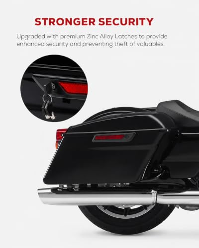 XFMT Motorcycle Saddlebags Hard Saddle Bags W/Black Latches & Liners For Harley Touring Road King Street Glide Road Glide Electra Glide 2014-2024, Vivid Black - color: Standard-Vivid Black W/ Black Latches