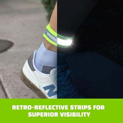 ReflecToes Reflective Bands High Visibility Hi-Vis Straps for Running, Cycling & Walking, Adjustable 5-16" Reflective Gear for Arm, Ankle, Wrist or Leg - 360° Night Safety Reflector