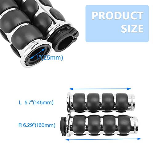 DREAMIZER 25.4MM Motorcycle Handlebar Grips 1 inch Compatible with Honda Shadow Spirit 750 Valkyrie Fury VTX1300 VTX1800 VT400 VT750 VT1100 - Smooth - style: Flat-chrome