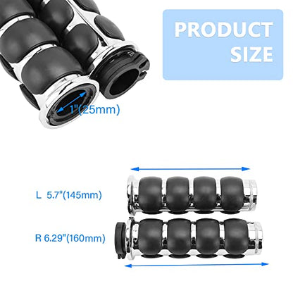 DREAMIZER 25.4MM Motorcycle Handlebar Grips 1 inch Compatible with Honda Shadow Spirit 750 Valkyrie Fury VTX1300 VTX1800 VT400 VT750 VT1100 - Smooth - style: Flat-chrome