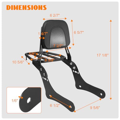 Motorcycle Sissy Bar Detachable Rear Passenger Backrest with Luggage Rack Backrest Pad for Honda Rebel 1100 1100T CMX1100 DCT 2021-2026 Replace OEM P/N:08R71-MLA-A00MLA-A00
