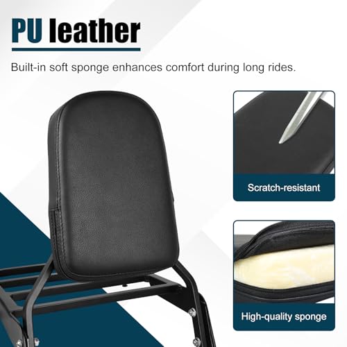 Motorcycle Passenger Backrest Sissy Bar With Back Rest Cushion Pad And Luggage Rack Compatible With For Honda Shadow Spirit 750 VT750C2 2007-2014 Shadow Phantom VT750C2B 2010-2019