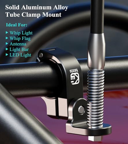 BRCOVAN 1PC UTV Whip Light Mounts, Off-Road LED Light Bar Mounting Bracket | Fit for Round Rails / Handlebars 0.875''/1"/1.125''/1.26"/1.375'' in Diameter, for ATV UTV Car Motorcycle Truck