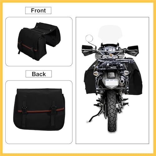 1Pair Motorcycle Saddlebag Side Tool Bags Cycling Motorcycle Luggage Bag Quick Release Buckle Waterproof Canvas Black 35.83''x15.35'' Auto Replacement Parts