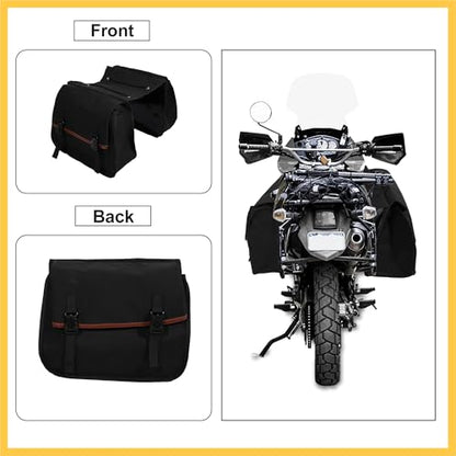 1Pair Motorcycle Saddlebag Side Tool Bags Cycling Motorcycle Luggage Bag Quick Release Buckle Waterproof Canvas Black 35.83''x15.35'' Auto Replacement Parts