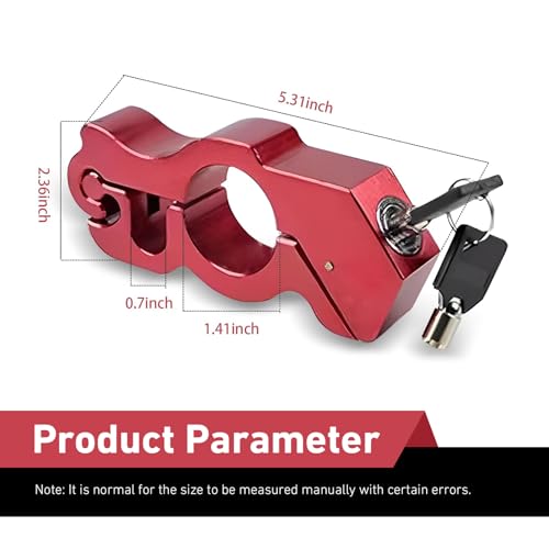 Motorcycle Handlebar Lock, Anti-theft Motorcycle Throttle Lock, Adjustable Brake Handlebar Locking Device, Universal Security Devices for Bicycle Scooter Moped ATV Tricycle (Red) - color: Red