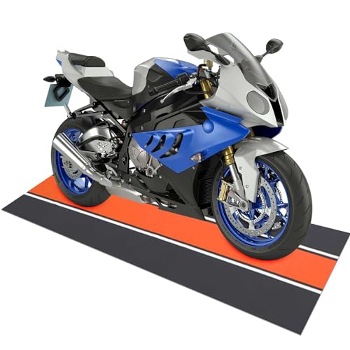 Drydiet Motorcycle Mat Garage Floor Rug Washable Parking Mats for Garage Floors Non Slip Oil Absorbent Pad Rubber Backing Layer Protects Floor from Spills Drips(Stripe Style,78 x 31 Inch) - color: Orange, size: 78 X 31 Inch, style: Stripe Style