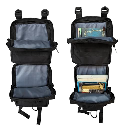 Larswon 2 Pack ATV Saddle Bags, Large Detachable Fender Bag ATV Gear Bags Water Resistent Motorcycle Storage Bag Compatible with Sportsman Scrambler TRX FourTrax Outlander Grizzly UTV Black - color: Black