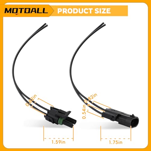 MOTOALL Weather Pack 2 Pin Connectors Male & Female Socket Wiring Harness Plug Wire Pigtail Loom 12-16 AWG 20Amp for Cars Trucks Motorcycle Boat Trailer Marine Jetski 12010973 & 12015792