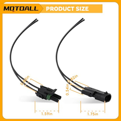 MOTOALL Weather Pack 2 Pin Connectors Male & Female Socket Wiring Harness Plug Wire Pigtail Loom 12-16 AWG 20Amp for Cars Trucks Motorcycle Boat Trailer Marine Jetski 12010973 & 12015792