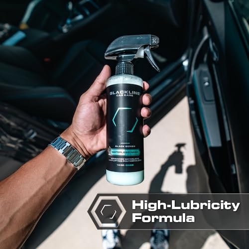 Blackline Waterless Wash – No-Rinse High Gloss Shine for Luxury Vehicles – Safe for Paint, Glass, Chrome, Wraps – Scratch-Free Finish with Hydrophobic Protection – Pina Colada Scent – 16 oz