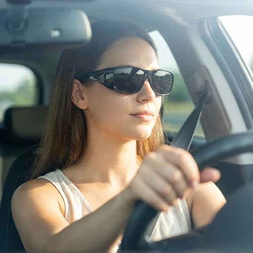 Wzerry Sunglasses Fit Over Glasses Polarized for Men Women, Wrap-Around Glasses UV400 Protection for Driving and Outdoor - color: Black/Grey + Transparent Purple/Grey + Transparent Purple/Silver