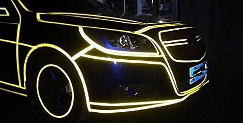 0.4" X148'' Car Reflective Body Rim Funny DIY Stickers Warning Safety Auto Motorcycle Bike Decal Body Cover Decoration Strip(Yellow) - color: Yellow
