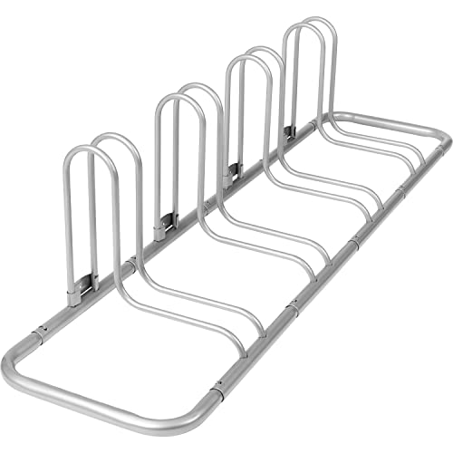 Retrospec Stash Rack Bike Floor Stand Bicycle Storage Organizer for Mountain Bike, Road Bike, Weather Resistant Fine Powder Steel Coating Fits Wheels up to 3" | Bicycle Storage Organizer - color: Grey, style: 4 Bike
