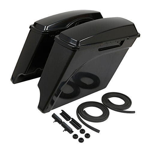 SLMOTO 5" Motorcycles Saddle Bags Stretched Hard Saddlebag Bag Fit For 1993-2013 Touring Models Road King Road Glide Street Glide Electra Glide Ultra-Classic FLT FLHT Unpainted Black - color: Unpainted
