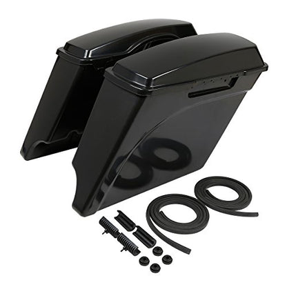 SLMOTO 5" Motorcycles Saddle Bags Stretched Hard Saddlebag Bag Fit For 1993-2013 Touring Models Road King Road Glide Street Glide Electra Glide Ultra-Classic FLT FLHT Unpainted Black - color: Unpainted