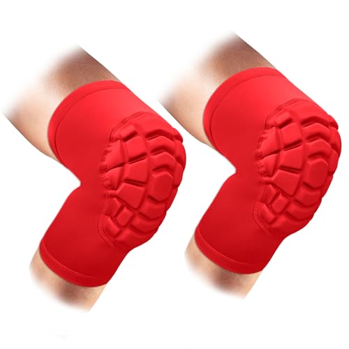 Wrestling Knee Pads Short Knee Sleeve, 2 Pcs Knee Compression Sleeve for Football, Basketball, Volleyball(Red_S_2 Pcs) - color: Red, size: Small