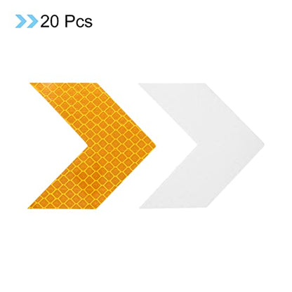 PATIKIL Reflective Stickers, 20 Pack 2.36 x 2.36 Inch Waterproof Adhesive High Visibility Night Caution Warning Arrow Shape Safety Tape Reflector for Trucks Trailers Cars, Yellow - color: Yellow