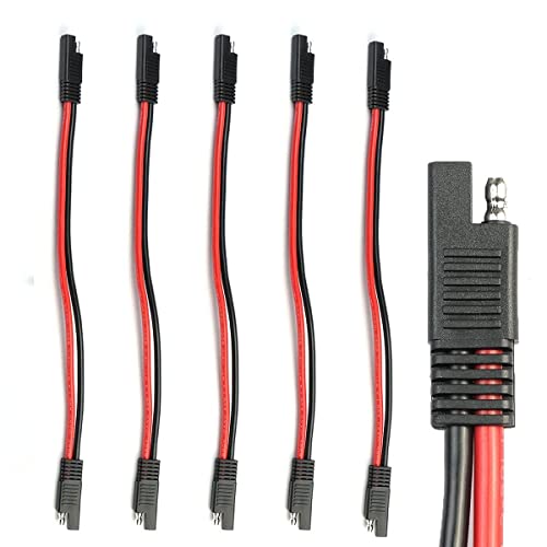 5 Pack 10 Gauge 2 Pin Quick Disconnect Polarized Wire Harness SAE Connector Bullet Lead Cable for Motorcycle Boat Car Tractor - 12in Red and Black Wire (5PCS 12IN 10GAUGE) - style: 10 Gauge
