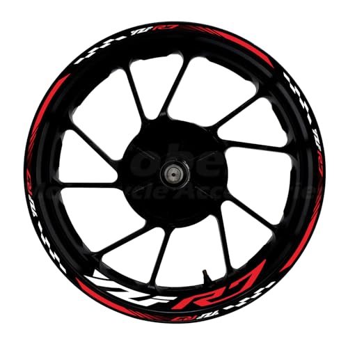 Awonderful 17"Wheel Rim Stickers For Yamaha YZF R7 2022-2024,Red | Reflective Vinyl Wheel Stripe Kit. Waterproof, Self-Adhesive Decals, Decorate Motorcycle Wheel Rims, Easy to Paste - color: Red