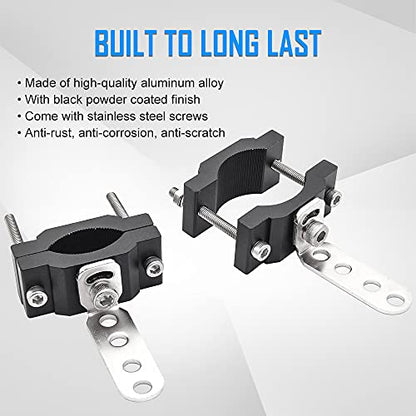 Motorcycle 2 Inch Tube Clamp Mount Brackets Bicycle Car Bull Bar Holder Clamp Samman Off Road Bar Mounting Brackets for LED Light Work Lights Pods Lamps 2PCS