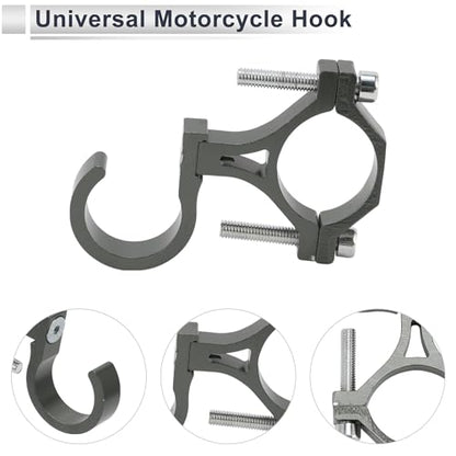 Motoforti Universal Motorcycle Hanging Hook Arc Motorcycle Helmet Luggage Bag Holder Hanger for Scooters Bicycles Aluminum Alloy Titanium Tone Gray 1 Set