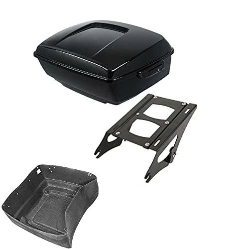 TCMT 13.7" King Motorcycle Trunk Two Up Mounting Rack Fit For Harley 2014-2025 Touring CVO Road King Road Glide Street Glide Electra Glide Pack - color: Style A Black 2 Up Rack#2