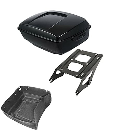 TCMT 13.7" King Motorcycle Trunk Two Up Mounting Rack Fit For Harley 2014-2025 Touring CVO Road King Road Glide Street Glide Electra Glide Pack - color: Style A Black 2 Up Rack#2