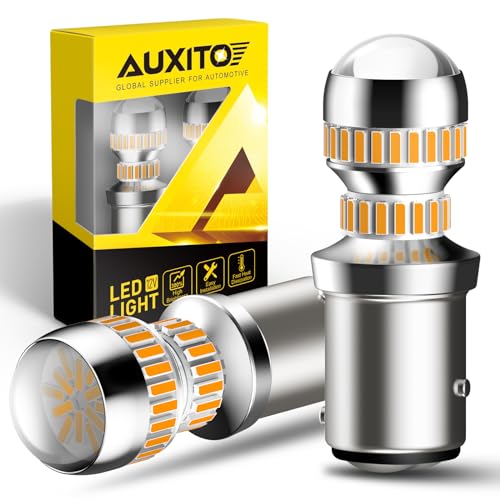 AUXITO Upgraded 1157 LED Bulb Amber Yellow Super Bright 2057 2357 7528 BAY15D LED Replacement Light Kit for Front Rear Turn Signal Light Blinker Parking DRL Tail Lights, Pack of 2 - color: Amber Yellow, size: 1157/2357