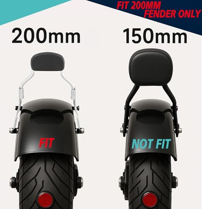 YHMOTO Chop Short Height Passenger Backrest Sissy Bar Fit 200mm Fender Compatible with 2006-2017 Harley Softail Fat Boy Night Train (Chrome)