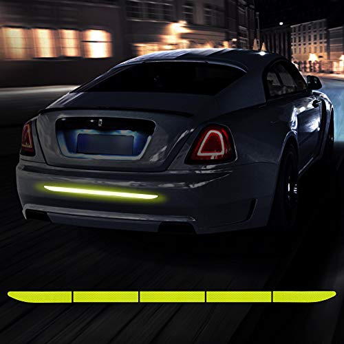 TOMALL 35.2'' Strong Reflective Stripe Stickers High-Intensity Night Visibility Reflective Decal Universal Safety Warning Diamond Grade Waterproof Self Adhesive for Car Trunk (Yellow) - color: Yellow