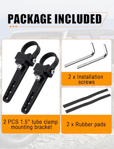 1.5'' Tube Clamps Mounting Brackets ADTOPI Adjustable Roll Cage Bull Bar Clip Holder Kit LED Light Bar Mounts for Offroad Truck ATV SUV, 2pcs (1.5 inch) - size: 1.5 inch
