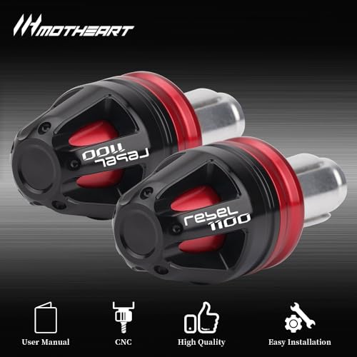 Motorcycle Handlebar End Plugs For Rebel 1100 (CMX1100) 2021-2024 17mm Diameter 7/8” Bars CNC Handlebars (See details below) rebel 1100 Accessories (Red) - color: Red