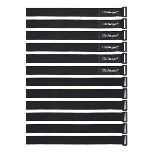 12 Pack 1 x 24 Inches Hook and Loop Reusable Fastening Cable Tie Down Straps by Wisdompro - Reusable, Durable Functional Cinch Strap to Keep Your Home, Office, Workspace from Tangled Messes of Cords - size: 1 x 24 Inch, 12 Pack