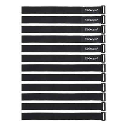 12 Pack 1 x 24 Inches Hook and Loop Reusable Fastening Cable Tie Down Straps by Wisdompro - Reusable, Durable Functional Cinch Strap to Keep Your Home, Office, Workspace from Tangled Messes of Cords - size: 1 x 24 Inch, 12 Pack