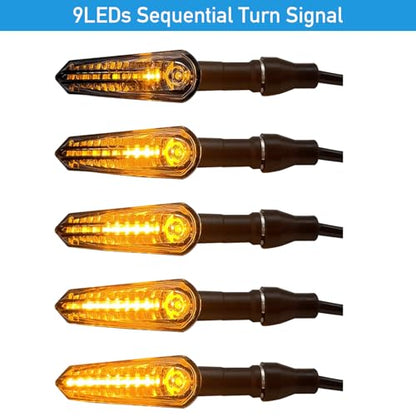 E-Mark LED Sequential Motorcycle Indicator Mini Turn Signal Light Vehicle Inspection DC12V IP67 Waterproof DRL Universal (YE/WH + YE/RD) - color: YE/WH + YE/RD