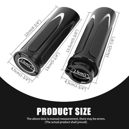 JMTBNO Motorcycle Grips 1" 25mm Handlebar Hand Grips Compatible with Harley Touring Road King Street Glide Electra Glide Road Glide Street Bobber Softail Fatboy - color: Black