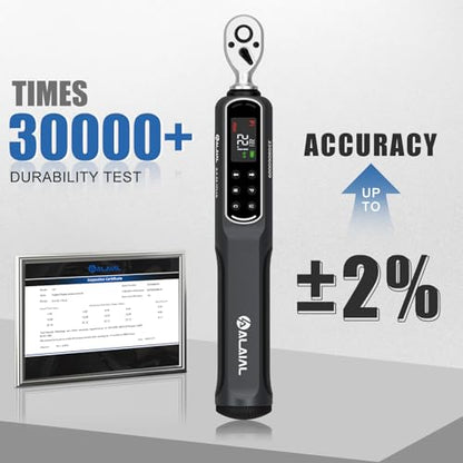 Digital Torque Wrench 1/4 Drive, 0.4-22.1 Ft.Lb/0.5-30 Nm Dual Direction Rachet Torque Wrench with Vibration, Buzzer and LED Alert, Electronic Torque Wrench for Bike Motorcycle Car Repair - size: 0.4-22.1 Ft.Lb/0.5-30 Nm-1/4"