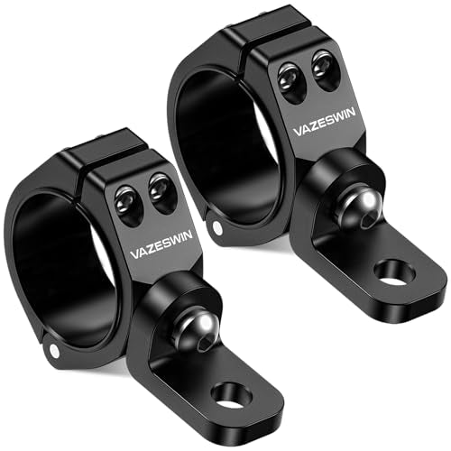 VAZESWIN 2PCS Thickened UTV Whip Light Mount, Solid Aluminium Alloy UTV Flag Mount, Heavy Duty Light Bar Mounting Bracket 360° Rotation Adjustable Roll Bar Clamp for 1.5"/1.75"/1.85"/2"/2.1" Roll Cage
