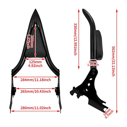 Motorcycle Sissy Bar Detachable Rear Passenger Backrest Pad Fit for Harley Sportster XL 883 1200 2004-2022 - color: Black