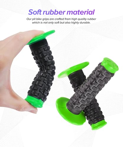 Dirt Bike Grips,Car Accessories Universal 7/8" Motorcycle Grips,Rubber Anti-Slip Throttle Bar Grip,Suitable for CRF50 CRF70 CRF80 XR50 XR100R CRF125 CRF100 CRF150F CRF230F (Green) - color: Green