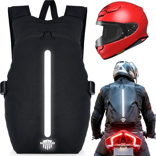 Nomad Motorcycle Backpack for Men/Women, Helmet/Laptop Luggage Bag Reflective Motorbike Riding Back Packs Lightweight Weekender Daily Travel Gear Bag Hiking Backpack for Camping, Sport, Gym, Cycling