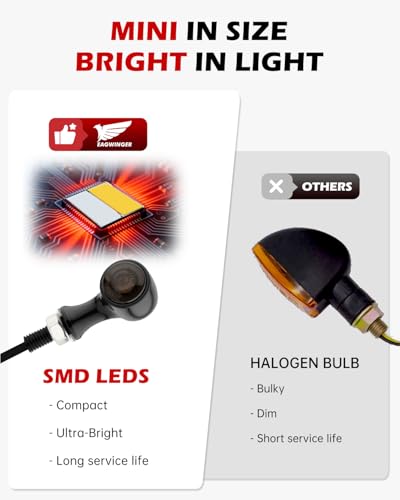 Small Round LED Turn Signals Motorcycle Running Light Black White Amber Light Universal for Cruiser Bobber Street Bike Cafe Racer Motorbikes (A-Black-Amber&White) - color: A-Black-Amber&White