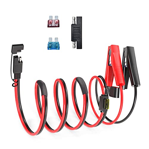 ELFCULB SAE to Alligator Clip, 14AWG SAE Connector Quick Disconnect Cable Battery Alligator Crocodile Clip with 10A 15A 20A Fuse,Compatible for Cars Motorcycle(10FT) - color: SAE to Alligator Clips, size: 10FT