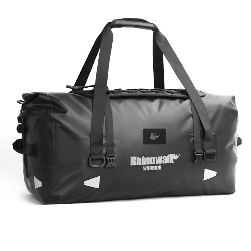 Rhinowalk Motorcycle Saddle Bag 65L – Large Waterproof Tail Bag with Expansion Panel, MOLLE System Touring Backpack for Long Rids - size: 65L