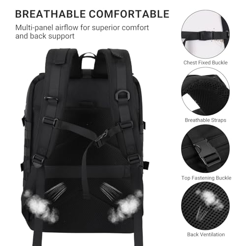 MOSISO Large Capacity Motorcycle Backpack for Men, Expandable Motorcycle Helmet Backpacks with USB Charging Port&Laptop Compartment, Tactical Backpack for Outdoor Cycling Riding Traveling, Black