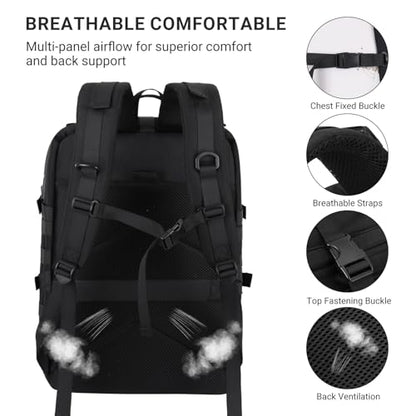 MOSISO Large Capacity Motorcycle Backpack for Men, Expandable Motorcycle Helmet Backpacks with USB Charging Port&Laptop Compartment, Tactical Backpack for Outdoor Cycling Riding Traveling, Black