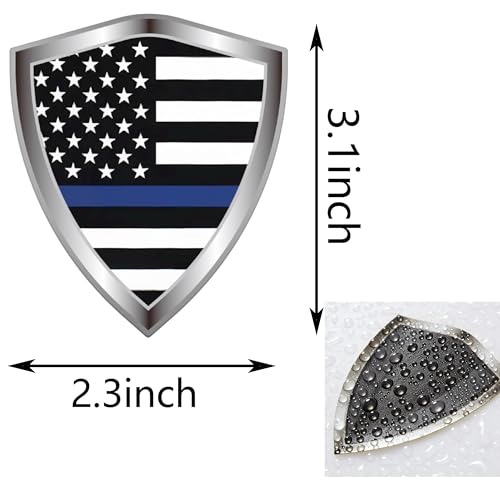 USA Thin Blue Line Flag Decal Sticker - American Police Flags Shield Shape Reflective Vinyl Car Stickers - for Car Window Bumper Laptop Waterproof Sticker (5Pcs) - color: Blue Line Police